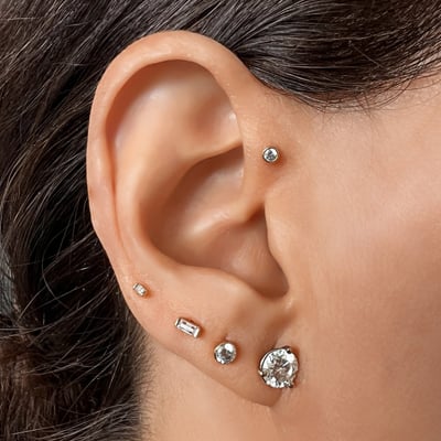 Ear with piercings