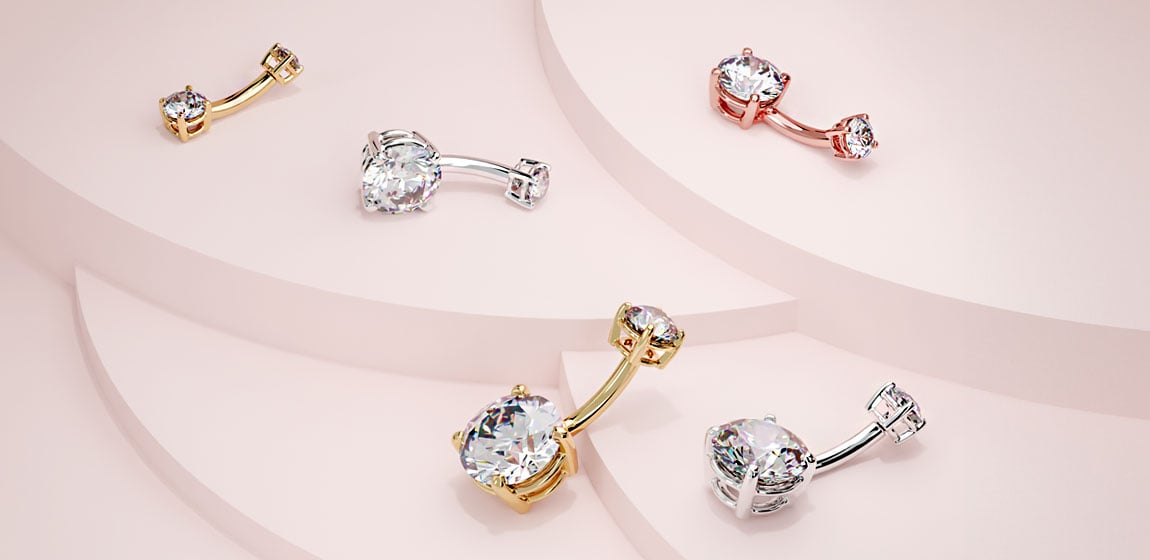 Diamond belly rings