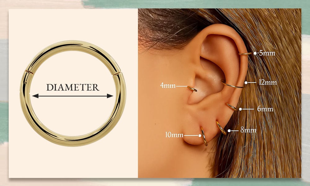 Body jewelry size chart - Diameter