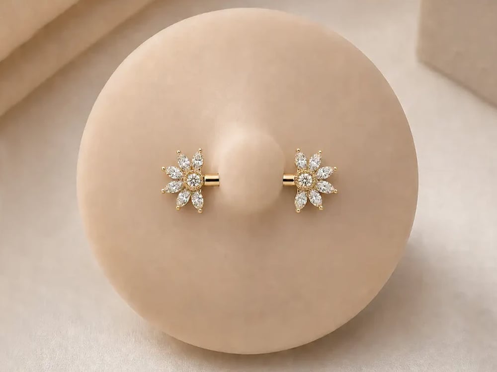 Jasmine Diamond Nipple Straight Barbell