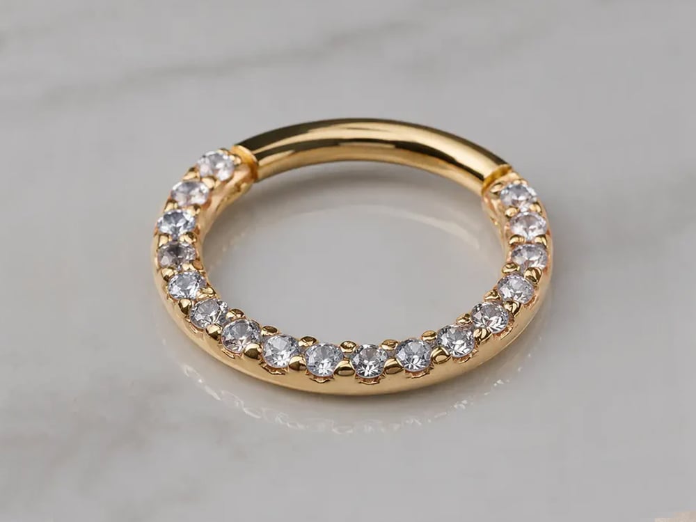 Diamond Pave 14K Gold Nipple Clicker Ring